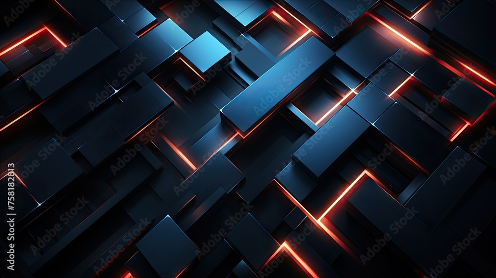 Poster geometric backgrounds with neon lines and intersecting planes