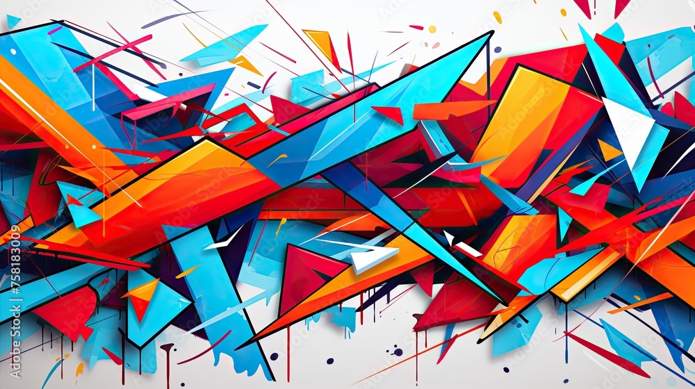 Poster graffiti style geometric background with sharp corners and overlapping lines