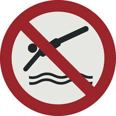 PROHIBITION SIGN PICTOGRAM, NO DIVING ISO 7010 ? P052.eps