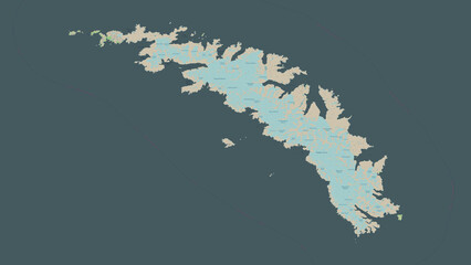 South Georgia - South Georgia and the South Sandwich Islands highlighted. OSM Topographic French style map © zelwanka