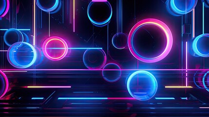 Neon lines and circles in a futuristic aesthetic