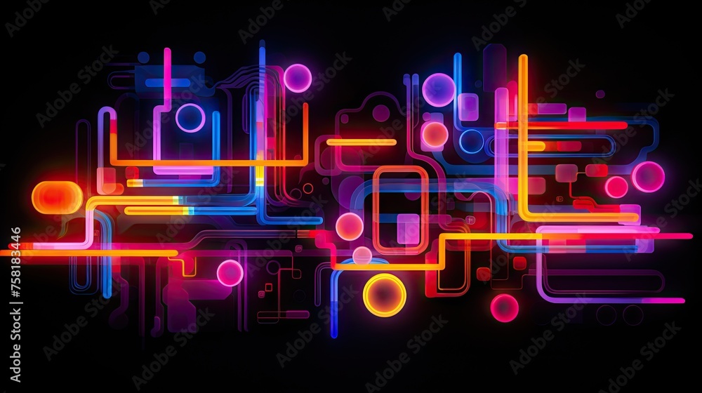 Poster neon shapes that create a visual rhythm