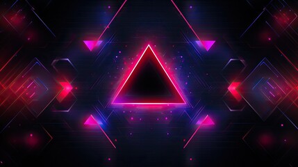 Neon triangles and circles in a cybernetic design style