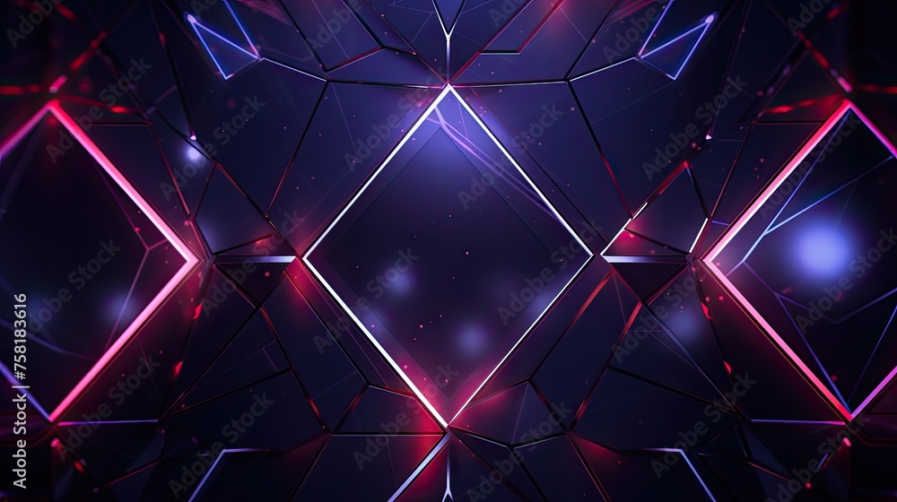 Poster geometric background in cybersport style using geometric elements and glow effects