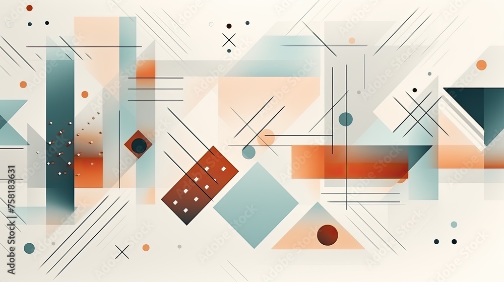 Poster geometric background in graphic design style with clear lines and geometric elements