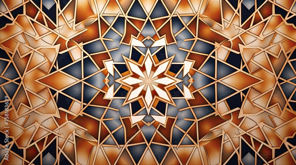 Poster geometric background in moroccan design style with geometric patterns and ornaments