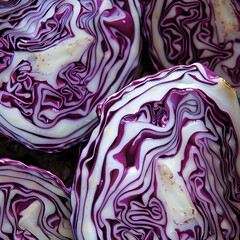 Obraz premium Picture of a Cut-in-Half Red Cabbage generative ai