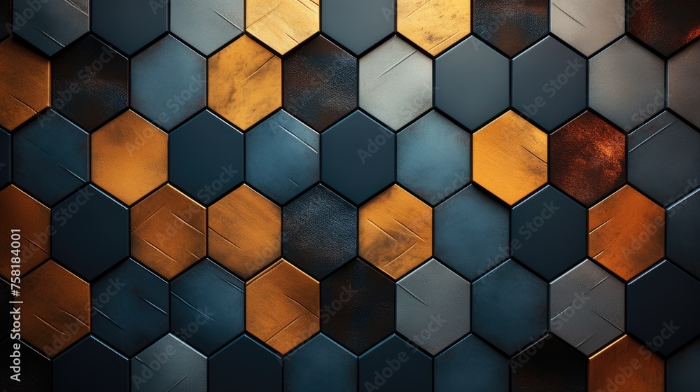 Poster geometric background with hexagon shaped elements