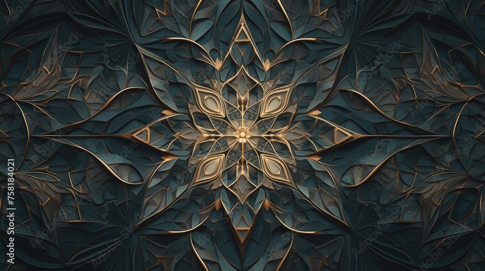 Poster geometric background with fractal patterns