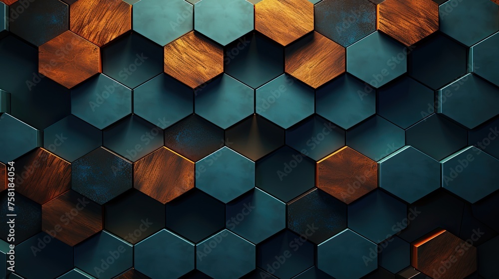 Poster geometric background with hexagon shaped elements