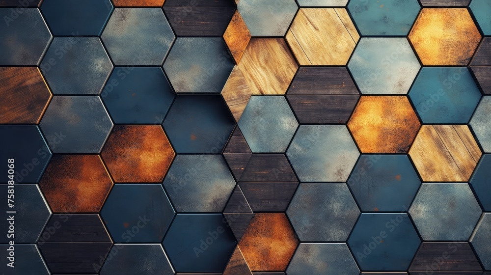 Poster geometric background with hexagon shaped elements