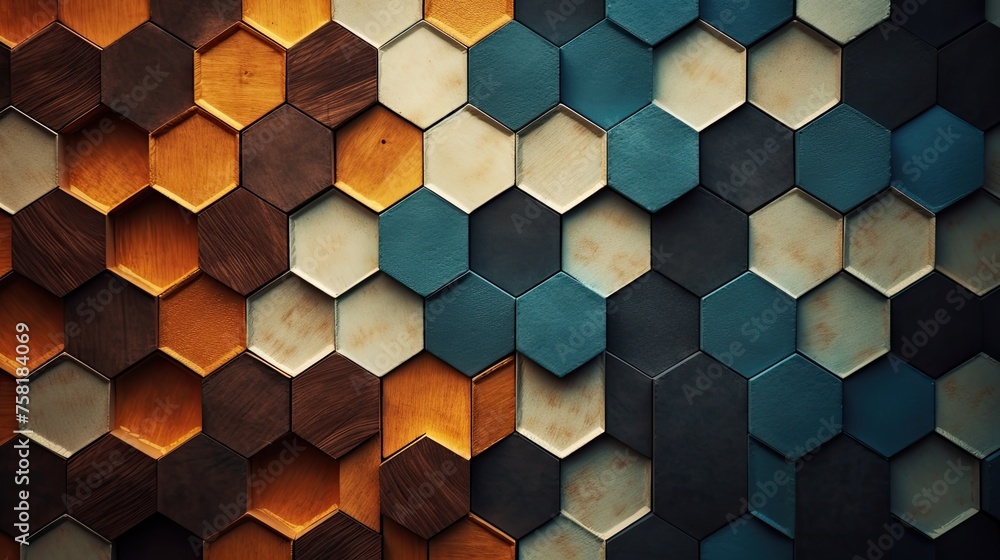 Poster geometric background with honeycomb patterns