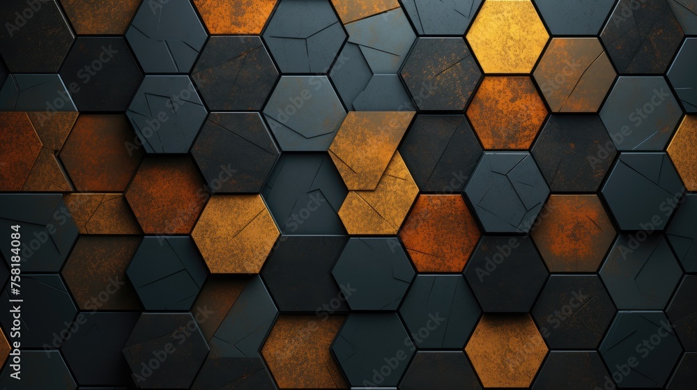 Poster geometric background with hexagon shaped elements