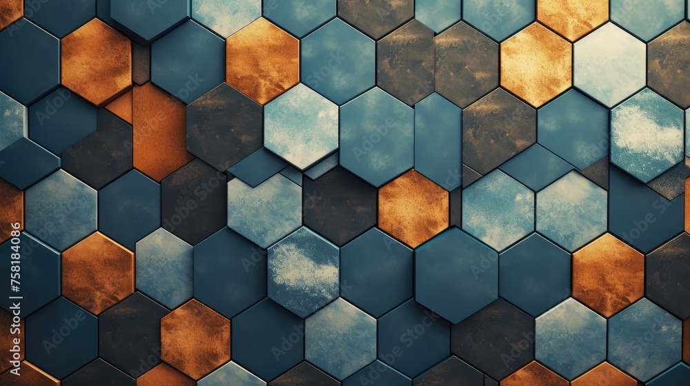 Poster geometric background with hexagon shaped elements