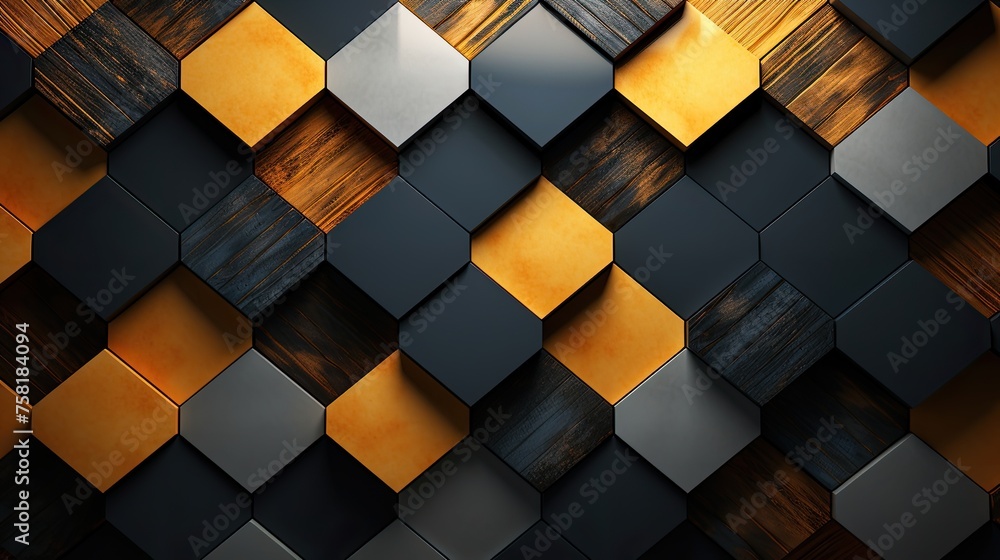Poster geometric background with hexagon shaped elements