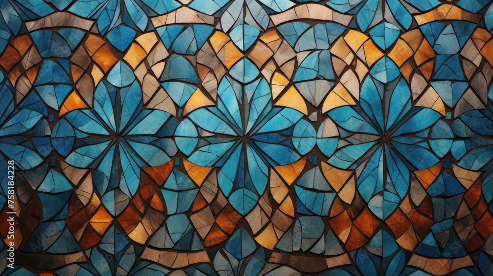 Poster geometric background with mosaic patterns