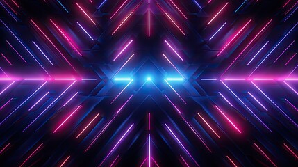 Geometric background with neon arrows and zigzags