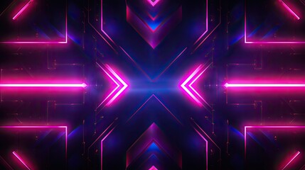 Geometric background with neon arrows