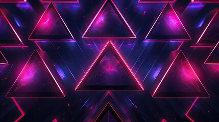 Geometric background with neon cubes and pyramids