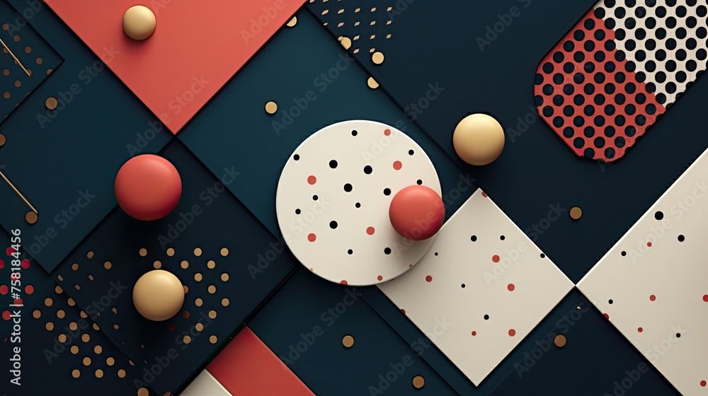 Poster geometric background with polka dot patterns