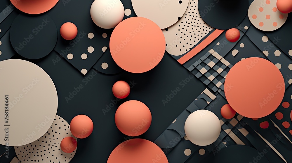 Poster geometric background with polka dot patterns