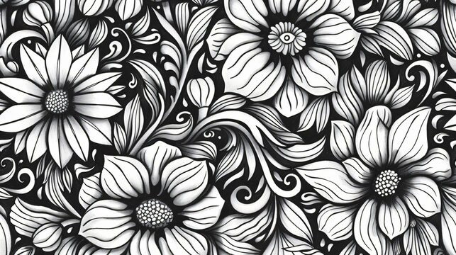 intricate entangled flowers seamless patterns