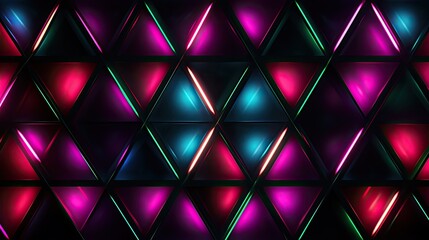 Geometric patterns with neon triangles and curved lines