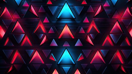 Geometric patterns with neon triangles and curved lines