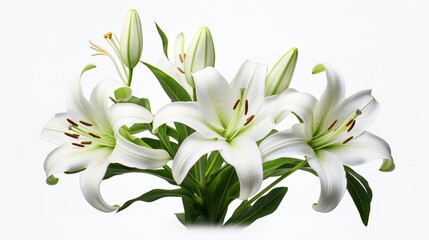 Elegant Blooming Lilies with Buds Cut Out - 8K Resolution

