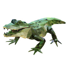 Fototapeta premium Low poly triangular krokodile isolated on a white background