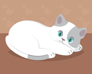 Cute cat cartoon kawaii Vector