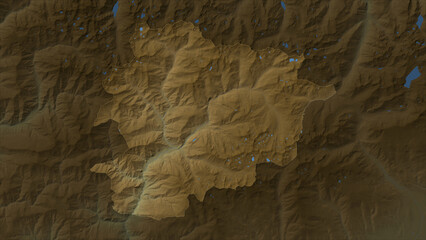 Andorra highlighted. Physical elevation map - obrazy, fototapety, plakaty