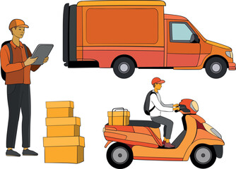Online delivery service set, online order tracking - 758186079