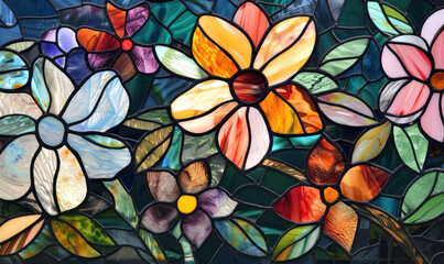 Stained glass- abstract flower pattern , Rebirth of Stained Glass texture colorful wallpaper