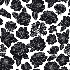 Seamless pattern with floral elements. - 758186413