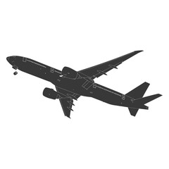 Fototapeta na wymiar Silhouette airplane black color only