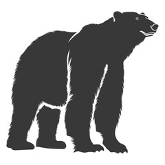 Silhouette grizzly bear Animal black color only full body