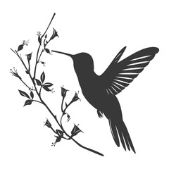 Silhouette Hummingbird fly black color only full body