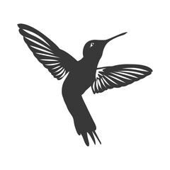 Obraz premium Silhouette Hummingbird fly black color only full body
