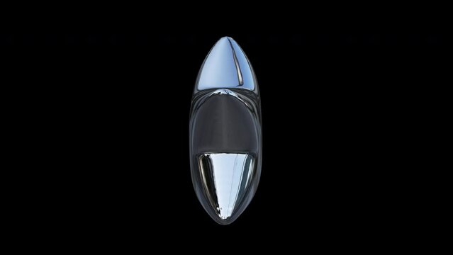 Rotating 3d retro shiny chrome metallic silver abstract inflated ballon star shape. Y2k shape, rave, retro, 90&rsquo;s, 80&rsquo;s style isolated on black background with alpha matte.