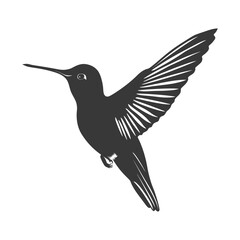 Fototapeta premium Silhouette Hummingbird fly black color only full body