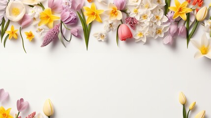 Floral Background: Spring Flowers Frame with

 - obrazy, fototapety, plakaty
