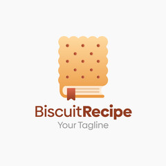 Illustration Vector Graphic Logo of Biscuit Recipe. Merging Concepts of a Book and Biscuite Shape. Good for Education, Course, Learning, Academy, Cooking Class etc