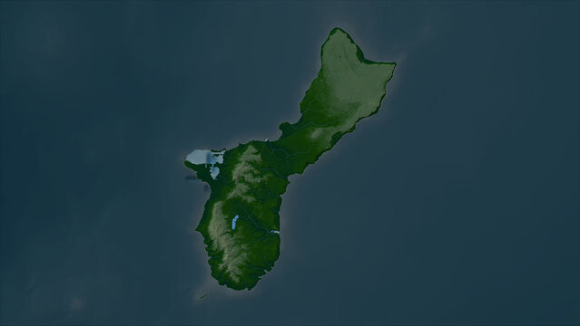 Guam - USA highlighted. Physical elevation map