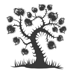 Silhouette Venus flytrap Flower Plant black color only