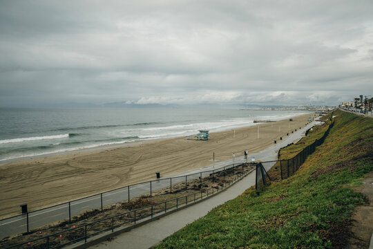 Los Angeles, California, USA - March 2t 2024 rainy day at Redondo beach
