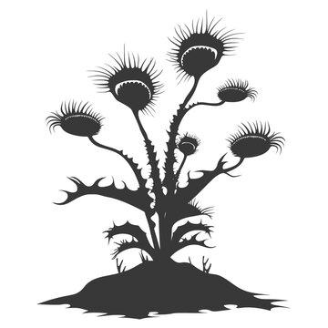 Silhouette Venus flytrap Flower Plant black color only