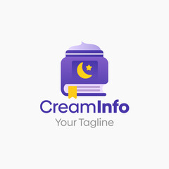 Illustration Vector Graphic Logo of Cream Info. Merging Concepts of a Book and Cosmetic Crean Shape. Good for Education, Course, Learning, Academy etc