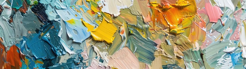 Vibrant Abstract Painting Displaying Bold Brush Strokes and a Burst of Colors