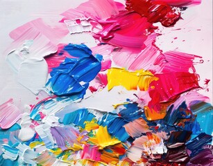 Vibrant Abstract Painting Displaying Bold Brush Strokes and a Burst of Colors